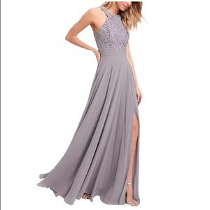 Lulus Taupe Lace Halter Long Formal Dress Size Large